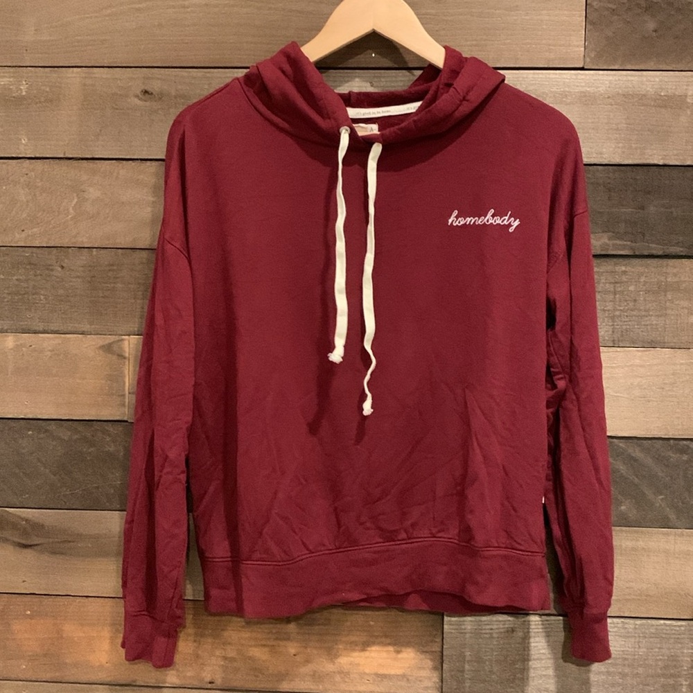 Magnolia Women's Homebody Loungewear Hoodie Sweatshirt in Burgundy Maroon
